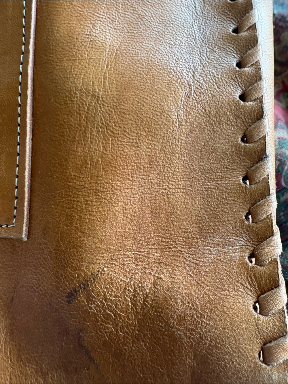 Handmade 100% Leather Floral Tooled Tote Bag | Artisan Boho Shoulder Bag | Large - Picture 7 of 11
